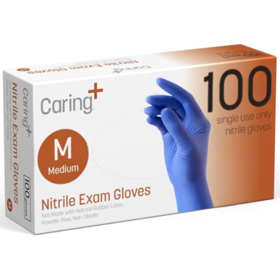 Caring Nitrile Exam Gloves, Bl - огляд і ціна Exam Glove Nitrile
