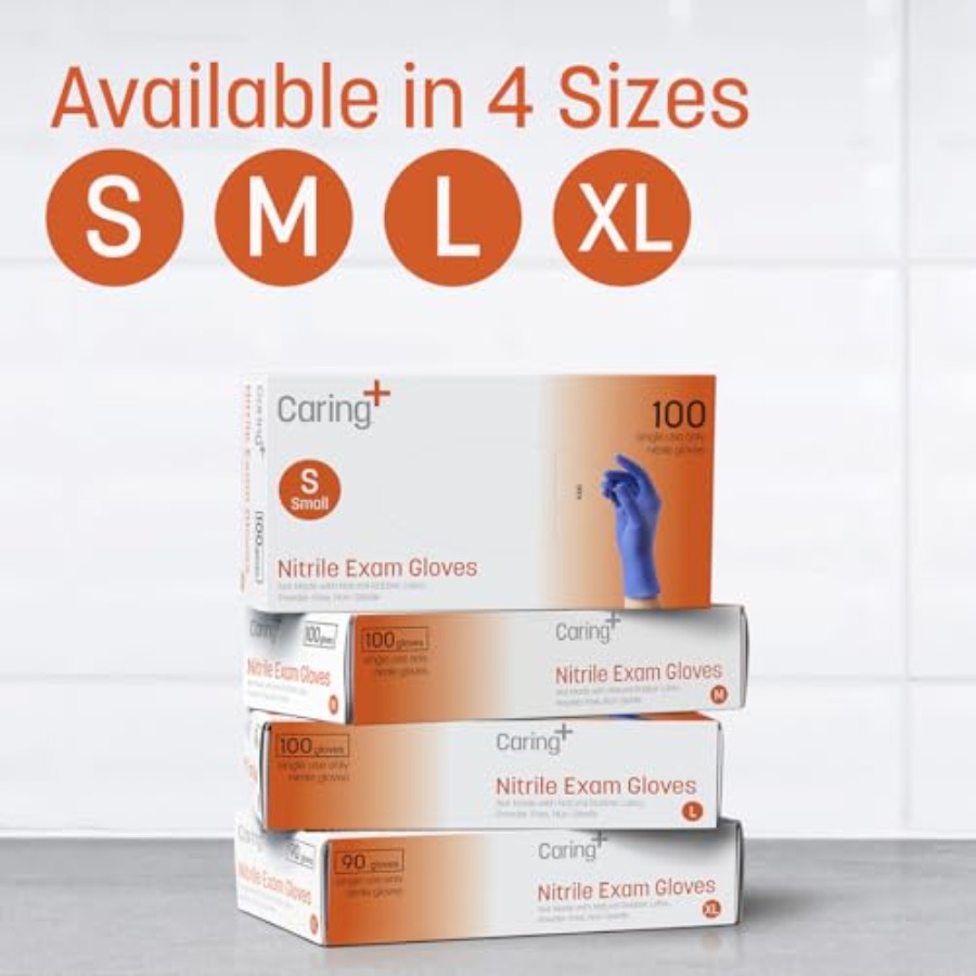 Caring Nitrile Exam Gloves, Bl - огляд і ціна Exam Glove Nitrile