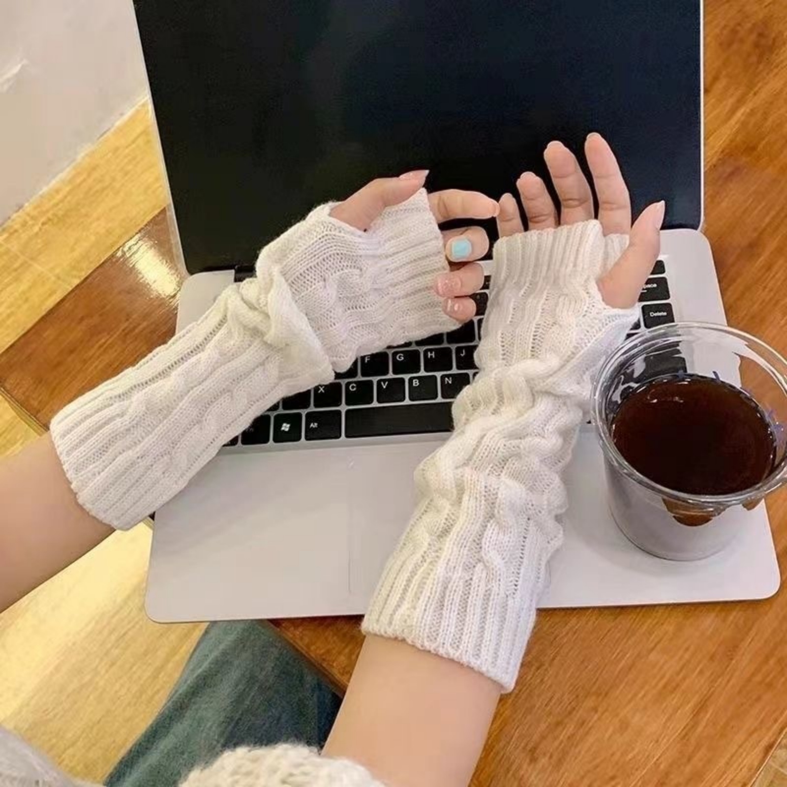 2PCS Cable Knit Fingerless Glo - огляд і ціна Fingerless Glove Knit