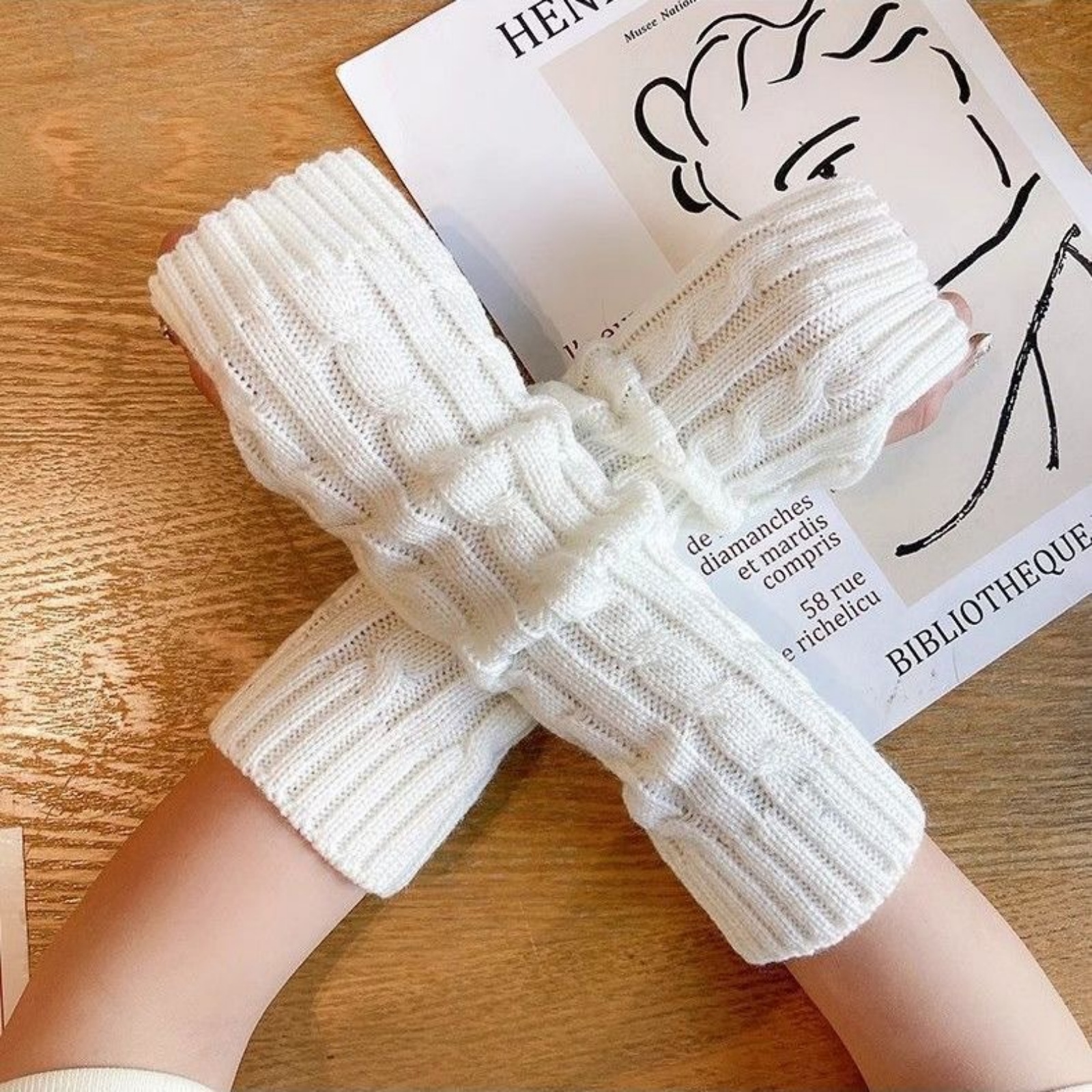 2PCS Cable Knit Fingerless Glo - огляд і ціна Fingerless Glove Knit